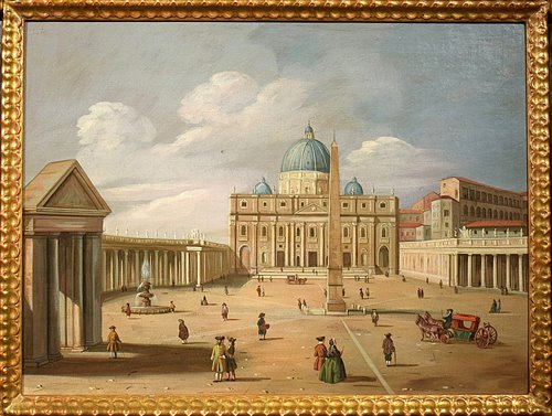 Coppia vedute di Venezia e Roma